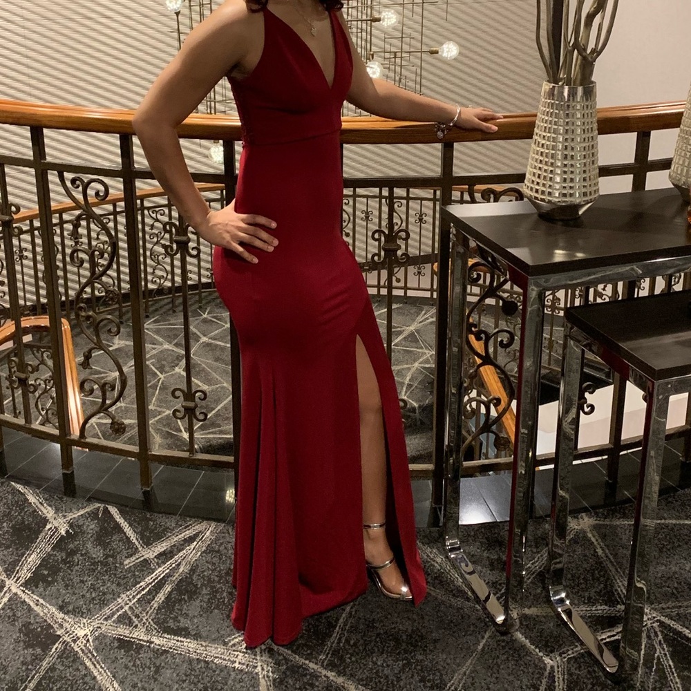 Burgundy evening gown